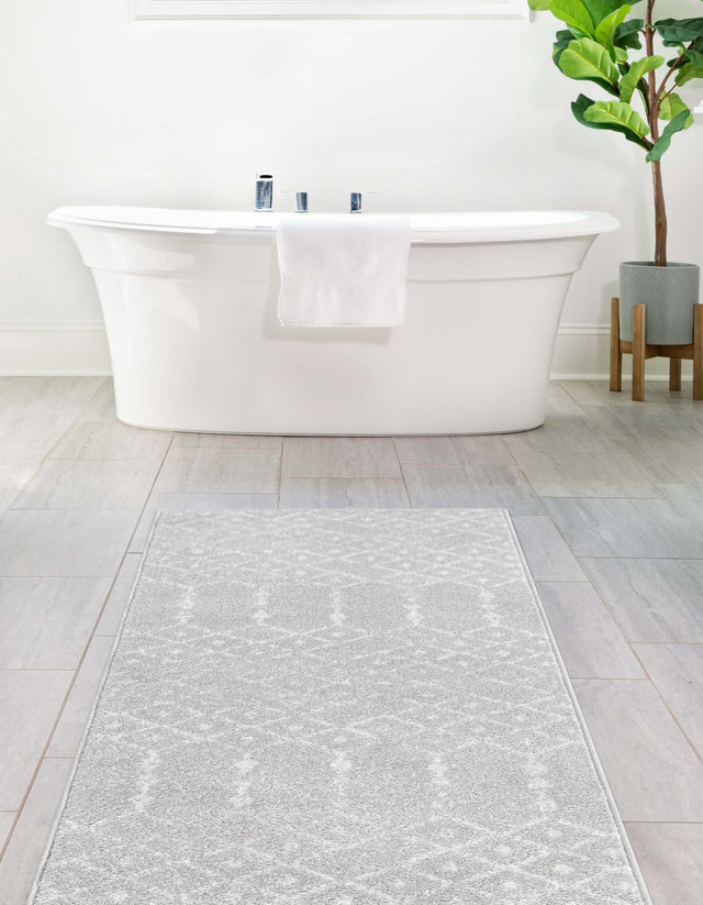 Light Gray 2' 11 x 13' Paxon Trellis Runner Area Rug Geometric Durable Stain Resistant Easy Clean Carpet for Modern Interior Home Decor for Sale at Rug Engine