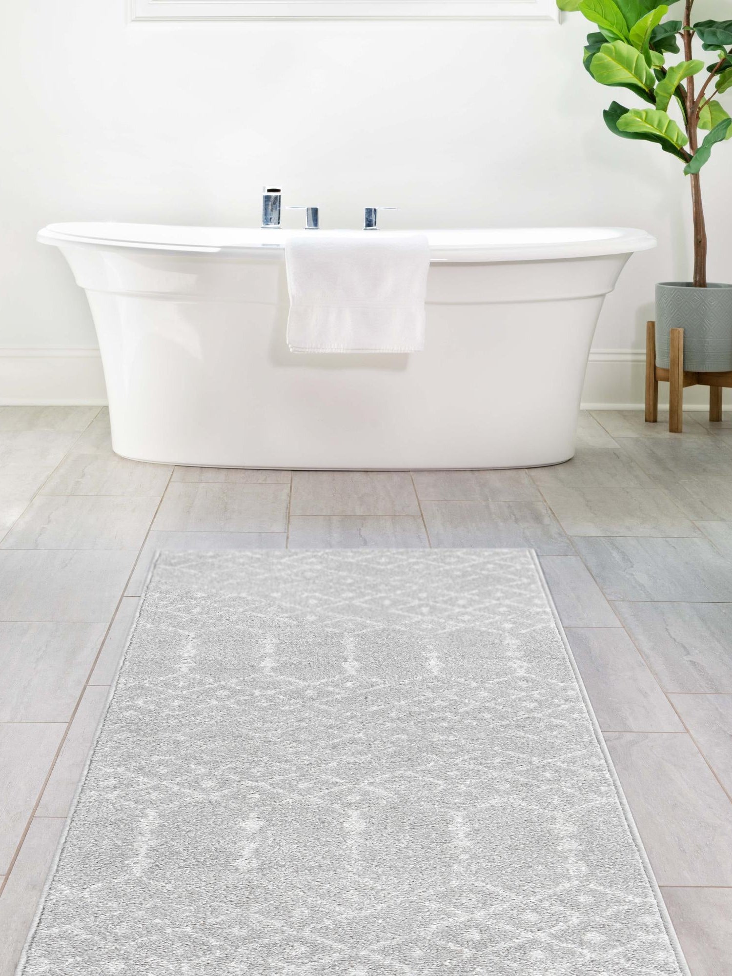 Light Gray 2' x 8' Paxon Trellis Runner Area Rug Geometric Durable Stain Resistant Easy Clean Carpet for Modern Interior Home Decor for Sale at Rug Engine