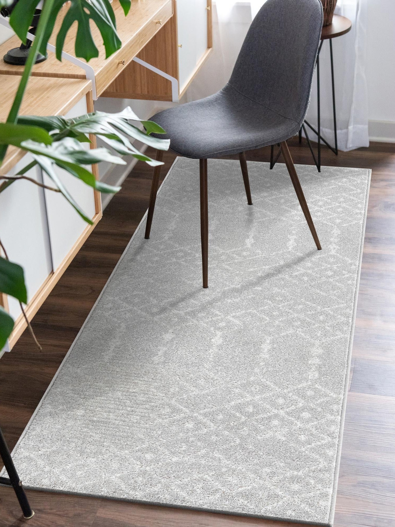 Light Gray 2' x 6' Paxon Trellis Runner Area Rug Geometric Durable Stain Resistant Easy Clean Carpet for Modern Interior Home Decor for Sale at Rug Engine
