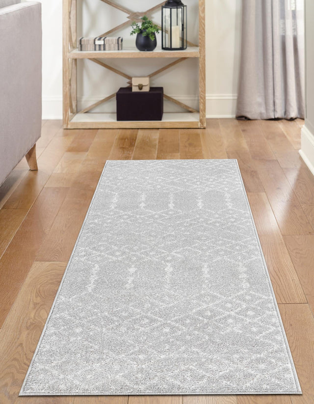 Light Gray 2' x 6' Paxon Trellis Runner Area Rug Geometric Durable Stain Resistant Easy Clean Carpet for Modern Interior Home Decor for Sale at Rug Engine