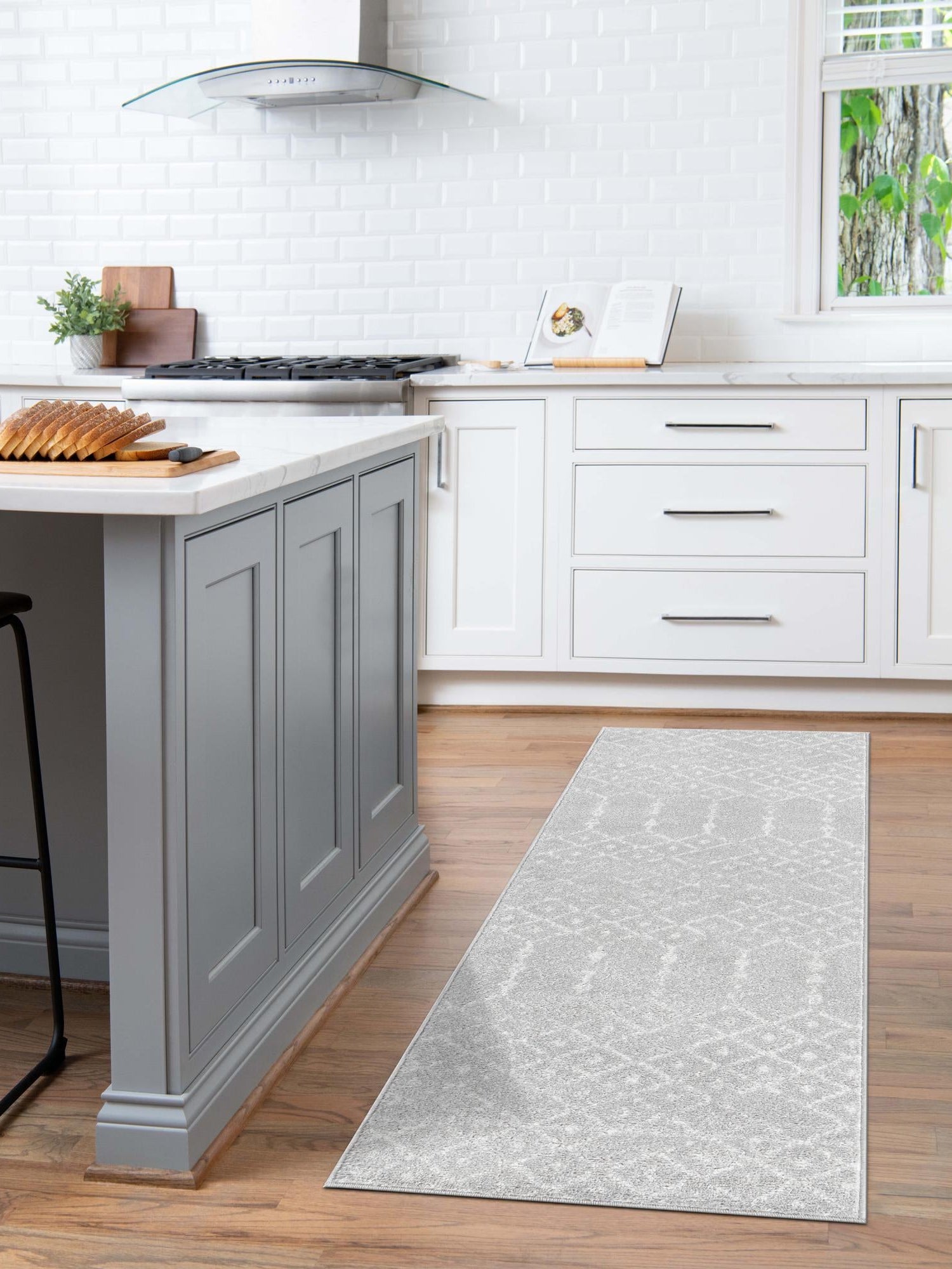Light Gray 2' x 8' Paxon Trellis Runner Area Rug Geometric Durable Stain Resistant Easy Clean Carpet for Modern Interior Home Decor for Sale at Rug Engine