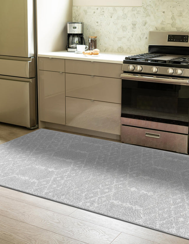 Light Gray 2' x 9' 10 Paxon Trellis Runner Area Rug Geometric Durable Stain Resistant Easy Clean Carpet for Modern Interior Home Decor for Sale at Rug Engine
