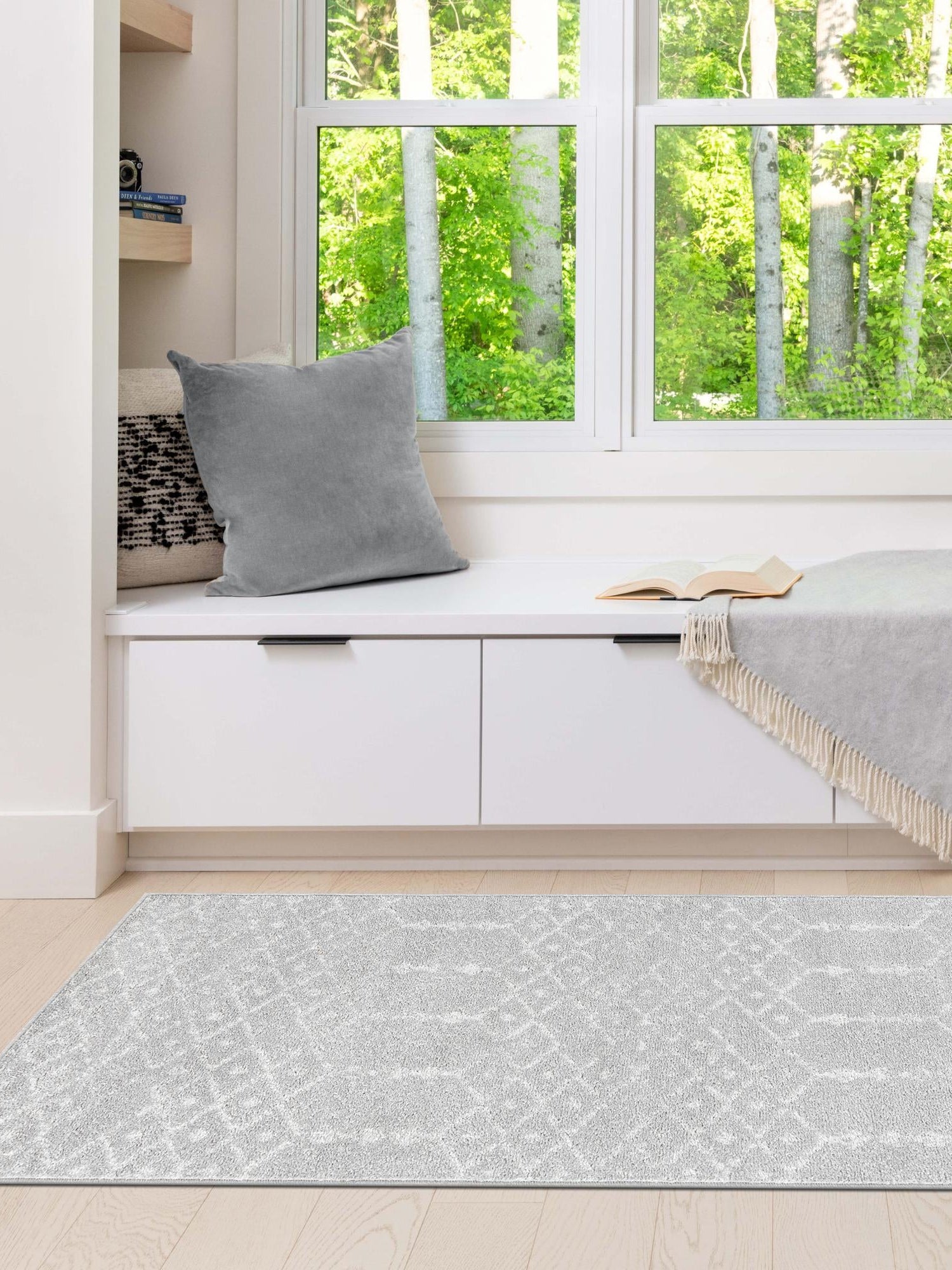 Light Gray 2' x 8' Paxon Trellis Runner Area Rug Geometric Durable Stain Resistant Easy Clean Carpet for Modern Interior Home Decor for Sale at Rug Engine