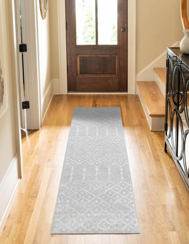 Light Gray 2' 11 x 16' Paxon Trellis Runner Area Rug Geometric Durable Stain Resistant Easy Clean Carpet for Modern Interior Home Decor for Sale at Rug Engine