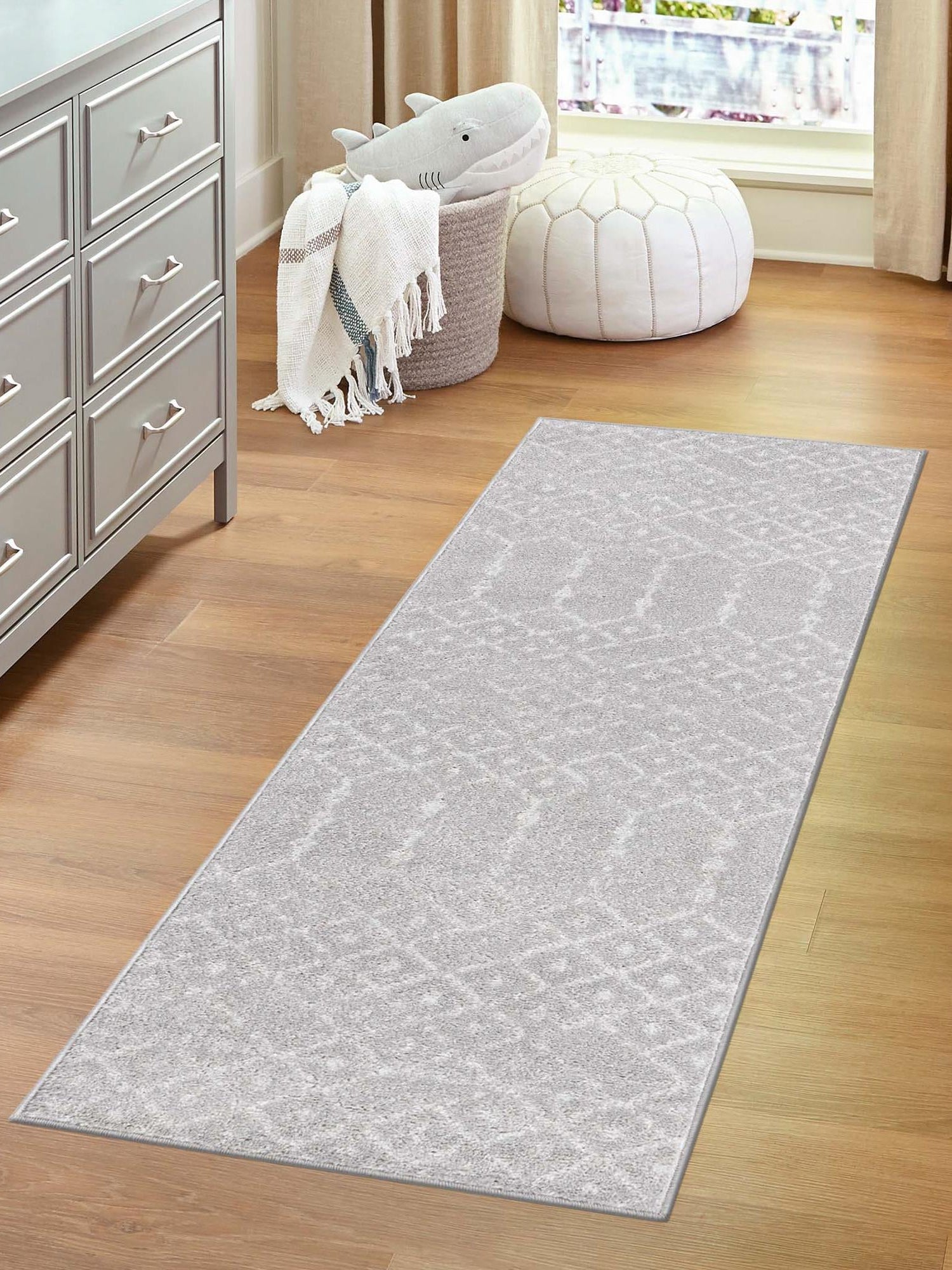 Light Gray 2' x 8' Paxon Trellis Runner Area Rug Geometric Durable Stain Resistant Easy Clean Carpet for Modern Interior Home Decor for Sale at Rug Engine