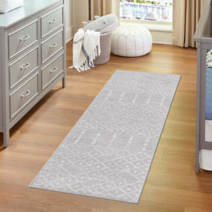 Light Gray 2' x 6' Paxon Trellis Runner Area Rug Geometric Durable Stain Resistant Easy Clean Carpet for Modern Interior Home Decor for Sale at Rug Engine