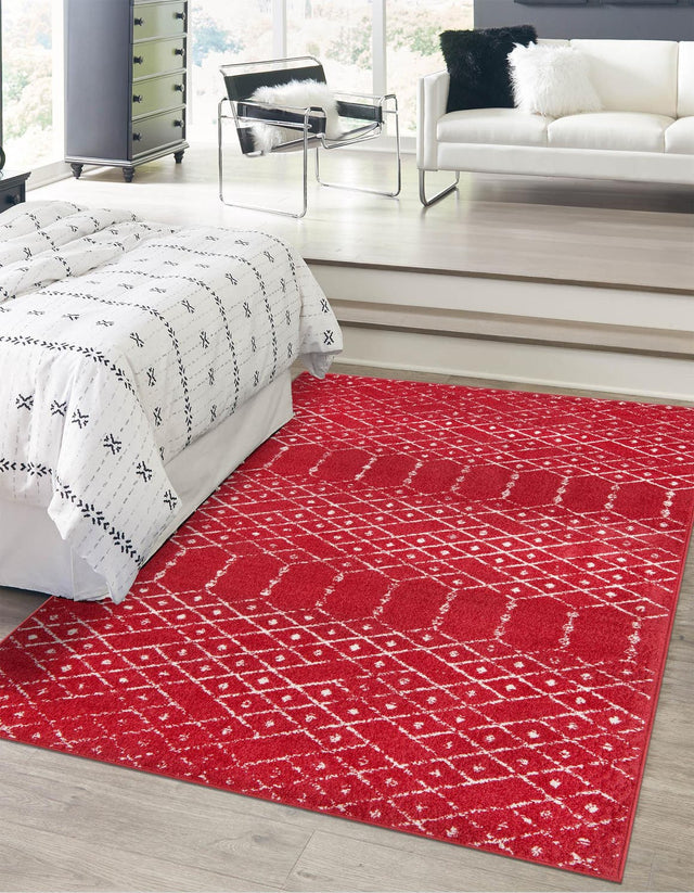 Raspberry Pink 9' x 12' Paxon Trellis Rectangle Area Rug Geometric Durable Stain Resistant Easy Clean Carpet for Modern Interior Home Decor for Sale at Rug Engine