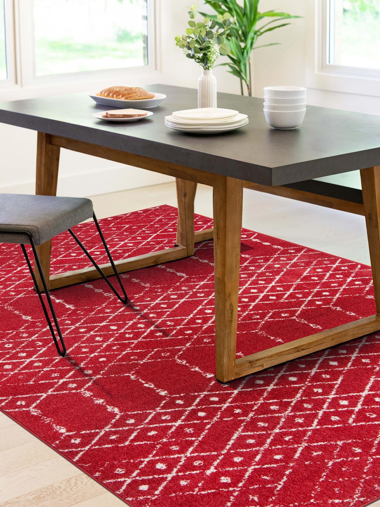 Raspberry Pink 2' x 3' Paxon Trellis Rectangle Area Rug Geometric Durable Stain Resistant Easy Clean Carpet for Modern Interior Home Decor for Sale at Rug Engine