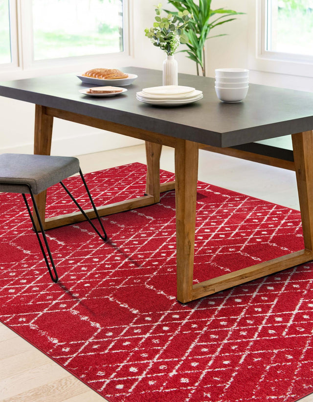 Raspberry Pink 10' x 14' Paxon Trellis Rectangle Area Rug Geometric Durable Stain Resistant Easy Clean Carpet for Modern Interior Home Decor for Sale at Rug Engine