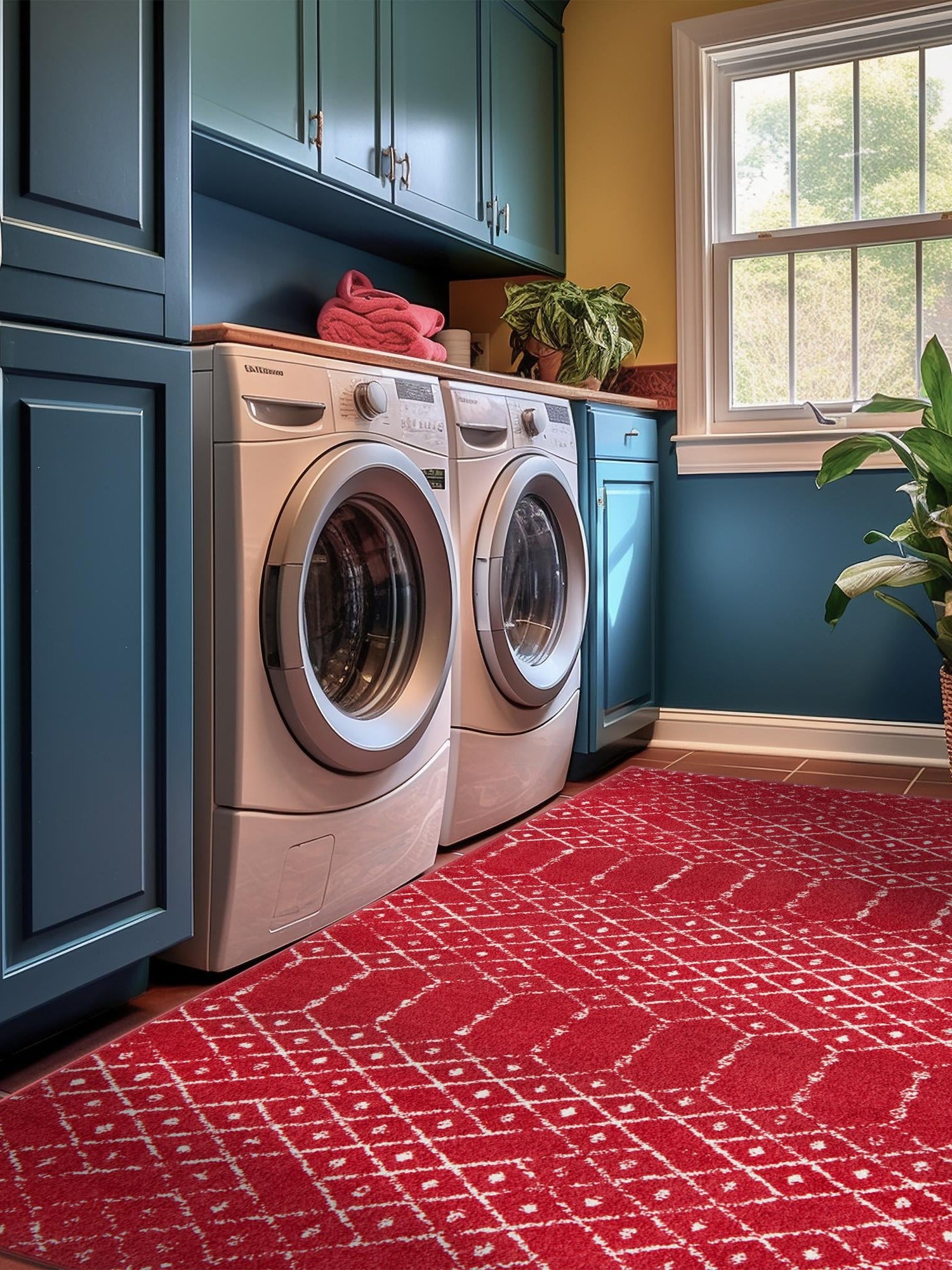 Raspberry Pink 6' x 9' Paxon Trellis Rectangle Area Rug Geometric Durable Stain Resistant Easy Clean Carpet for Modern Interior Home Decor for Sale at Rug Engine