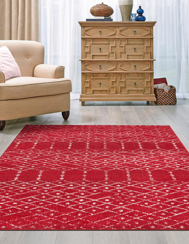 Raspberry Pink 10' x 14' Paxon Trellis Rectangle Area Rug Geometric Durable Stain Resistant Easy Clean Carpet for Modern Interior Home Decor for Sale at Rug Engine