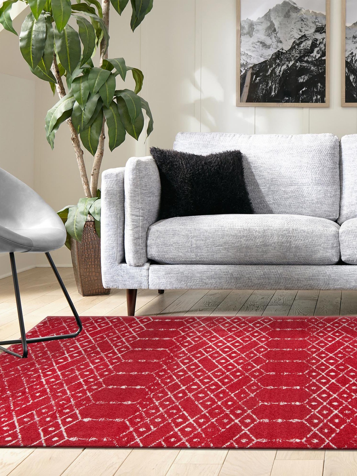 Raspberry Pink 9' x 12' Paxon Trellis Rectangle Area Rug Geometric Durable Stain Resistant Easy Clean Carpet for Modern Interior Home Decor for Sale at Rug Engine