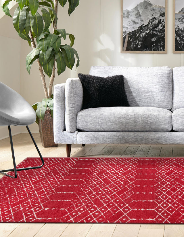Raspberry Pink 4' x 6' Paxon Trellis Rectangle Area Rug Geometric Durable Stain Resistant Easy Clean Carpet for Modern Interior Home Decor for Sale at Rug Engine