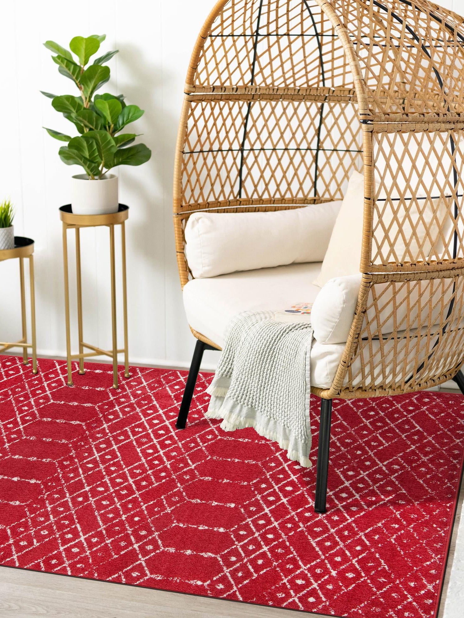 Raspberry Pink 4' x 6' Paxon Trellis Rectangle Area Rug Geometric Durable Stain Resistant Easy Clean Carpet for Modern Interior Home Decor for Sale at Rug Engine
