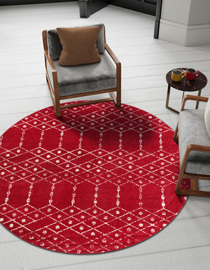 Raspberry Pink 5' 3 x 5' 3 Paxon Trellis Round Area Rug Geometric Durable Stain Resistant Easy Clean Carpet for Modern Interior Home Decor for Sale at Rug Engine