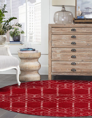 Raspberry Pink 7' 10 x 7' 10 Paxon Trellis Round Area Rug Geometric Durable Stain Resistant Easy Clean Carpet for Modern Interior Home Decor for Sale at Rug Engine