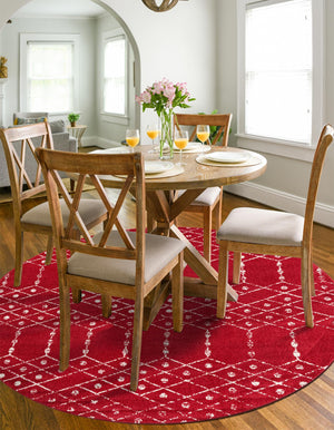 Raspberry Pink 5' 3 x 5' 3 Paxon Trellis Round Area Rug Geometric Durable Stain Resistant Easy Clean Carpet for Modern Interior Home Decor for Sale at Rug Engine
