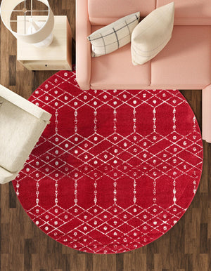 Raspberry Pink 5' 3 x 5' 3 Paxon Trellis Round Area Rug Geometric Durable Stain Resistant Easy Clean Carpet for Modern Interior Home Decor for Sale at Rug Engine