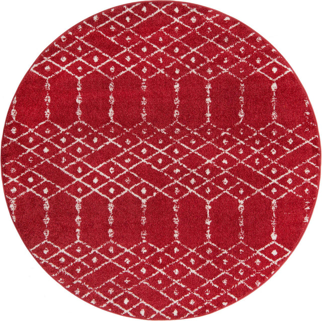 Raspberry Pink 5' 3 x 5' 3 Paxon Trellis Round Area Rug Geometric Durable Stain Resistant Easy Clean Carpet for Modern Interior Home Decor for Sale at Rug Engine