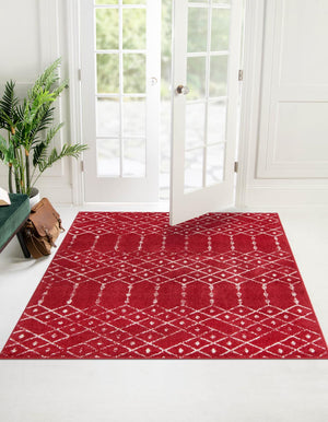 Raspberry Pink 7' 10 x 7' 10 Paxon Trellis Square Area Rug Geometric Durable Stain Resistant Easy Clean Carpet for Modern Interior Home Decor for Sale at Rug Engine