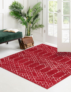 Raspberry Pink 7' 10 x 7' 10 Paxon Trellis Square Area Rug Geometric Durable Stain Resistant Easy Clean Carpet for Modern Interior Home Decor for Sale at Rug Engine