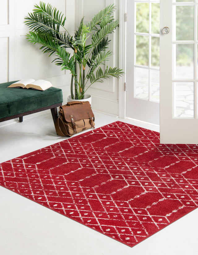 Raspberry Pink 4' x 4' Paxon Trellis Square Area Rug Geometric Durable Stain Resistant Easy Clean Carpet for Modern Interior Home Decor for Sale at Rug Engine