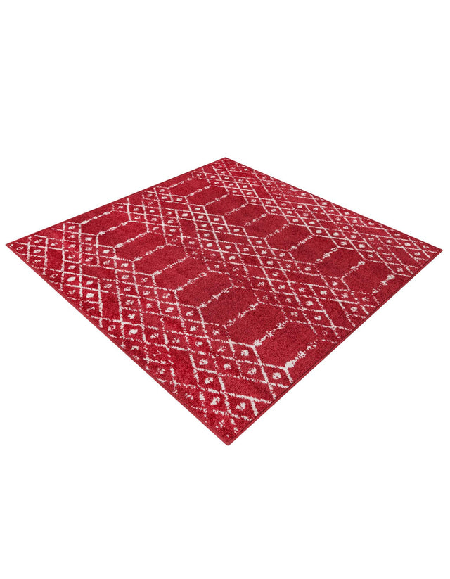 Raspberry Pink 4' x 4' Paxon Trellis Square Area Rug Geometric Durable Stain Resistant Easy Clean Carpet for Modern Interior Home Decor for Sale at Rug Engine
