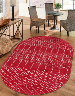 Raspberry Pink 7' 10 x 10' Paxon Trellis Oval Area Rug Geometric Durable Stain Resistant Easy Clean Carpet for Modern Interior Home Decor for Sale at Rug Engine