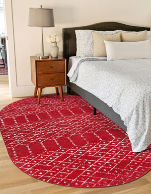 Raspberry Pink 7' 10 x 10' Paxon Trellis Oval Area Rug Geometric Durable Stain Resistant Easy Clean Carpet for Modern Interior Home Decor for Sale at Rug Engine