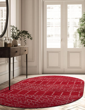Raspberry Pink 5' 3 x 7' 10 Paxon Trellis Oval Area Rug Geometric Durable Stain Resistant Easy Clean Carpet for Modern Interior Home Decor for Sale at Rug Engine