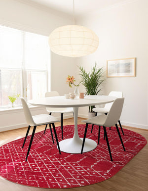 Raspberry Pink 5' 3 x 7' 10 Paxon Trellis Oval Area Rug Geometric Durable Stain Resistant Easy Clean Carpet for Modern Interior Home Decor for Sale at Rug Engine