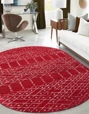 Raspberry Pink 7' 10 x 10' Paxon Trellis Oval Area Rug Geometric Durable Stain Resistant Easy Clean Carpet for Modern Interior Home Decor for Sale at Rug Engine