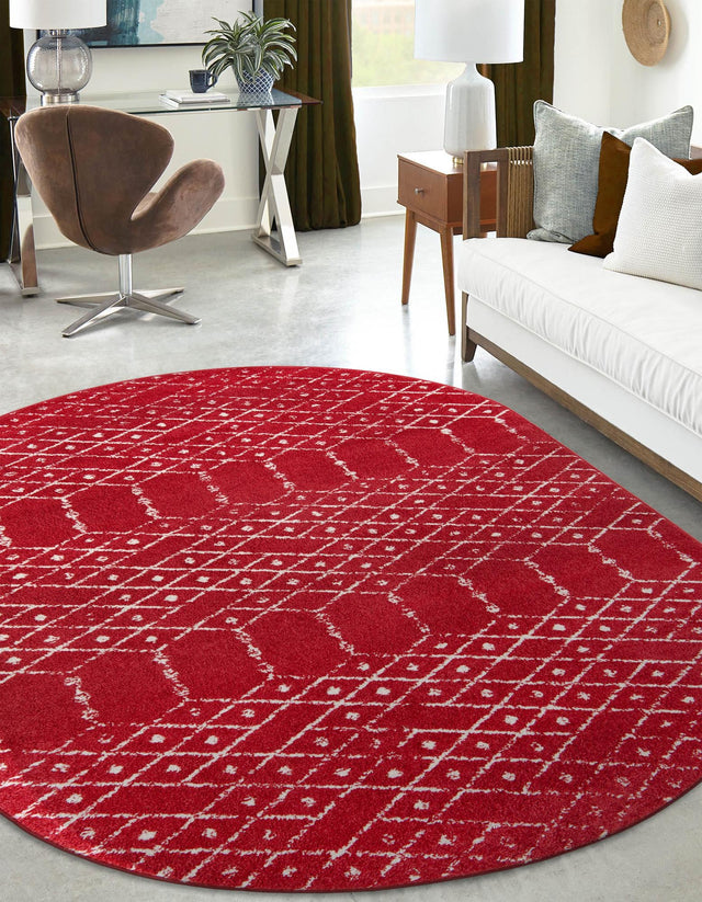 Raspberry Pink 7' 10 x 10' Paxon Trellis Oval Area Rug Geometric Durable Stain Resistant Easy Clean Carpet for Modern Interior Home Decor for Sale at Rug Engine