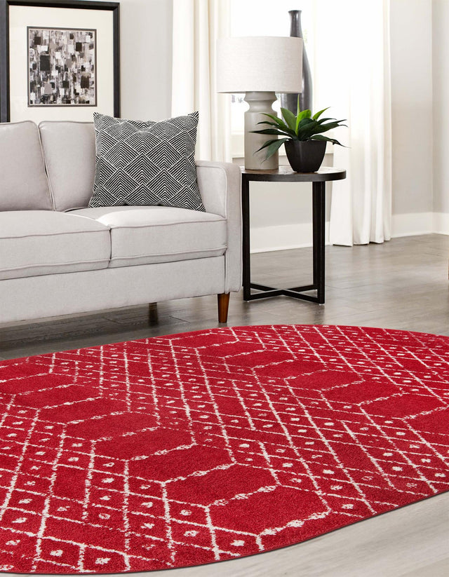 Raspberry Pink 5' 3 x 7' 10 Paxon Trellis Oval Area Rug Geometric Durable Stain Resistant Easy Clean Carpet for Modern Interior Home Decor for Sale at Rug Engine