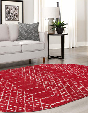 Raspberry Pink 4' x 6' Paxon Trellis Oval Area Rug Geometric Durable Stain Resistant Easy Clean Carpet for Modern Interior Home Decor for Sale at Rug Engine