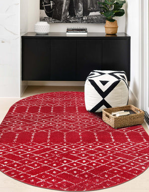 Raspberry Pink 4' x 6' Paxon Trellis Oval Area Rug Geometric Durable Stain Resistant Easy Clean Carpet for Modern Interior Home Decor for Sale at Rug Engine