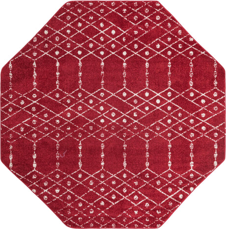 Raspberry Pink 7' 10 x 7' 10 Paxon Trellis Octagon Area Rug Geometric Durable Stain Resistant Easy Clean Carpet for Modern Interior Home Decor for Sale at Rug Engine