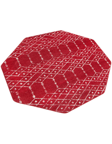 Raspberry Pink 5' 3 x 5' 3 Paxon Trellis Octagon Area Rug Geometric Durable Stain Resistant Easy Clean Carpet for Modern Interior Home Decor for Sale at Rug Engine
