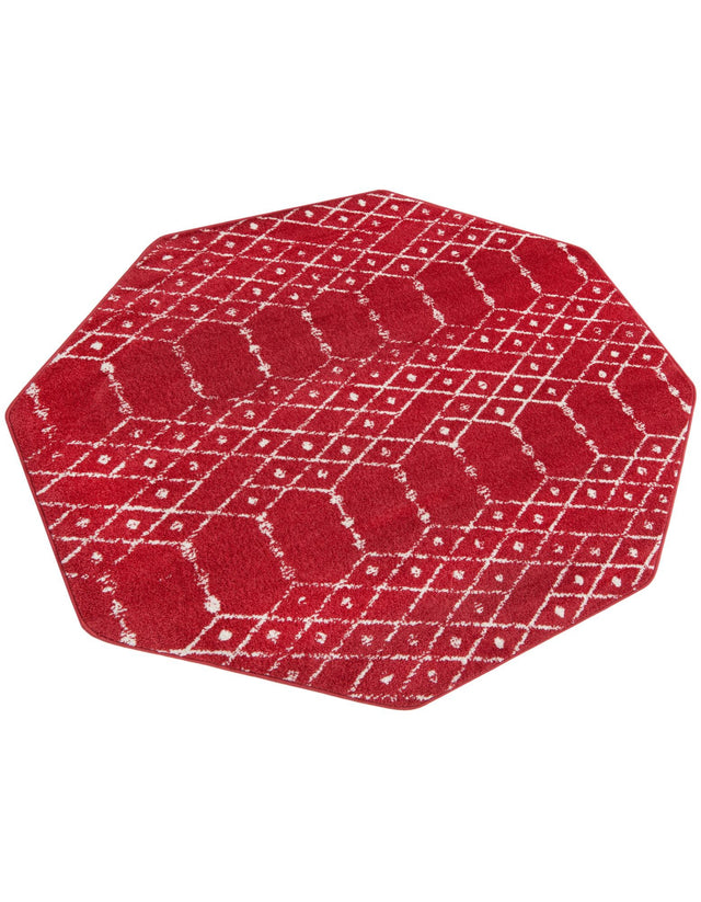Raspberry Pink 5' 3 x 5' 3 Paxon Trellis Octagon Area Rug Geometric Durable Stain Resistant Easy Clean Carpet for Modern Interior Home Decor for Sale at Rug Engine