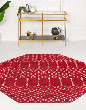 Raspberry Pink 7' 10 x 7' 10 Paxon Trellis Octagon Area Rug Geometric Durable Stain Resistant Easy Clean Carpet for Modern Interior Home Decor for Sale at Rug Engine