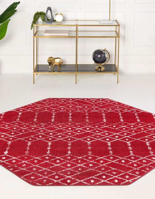 Raspberry Pink 5' 3 x 5' 3 Paxon Trellis Octagon Area Rug Geometric Durable Stain Resistant Easy Clean Carpet for Modern Interior Home Decor for Sale at Rug Engine