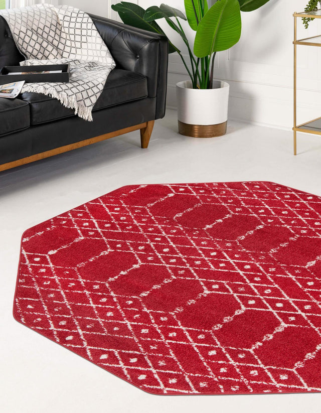 Raspberry Pink 7' 10 x 7' 10 Paxon Trellis Octagon Area Rug Geometric Durable Stain Resistant Easy Clean Carpet for Modern Interior Home Decor for Sale at Rug Engine