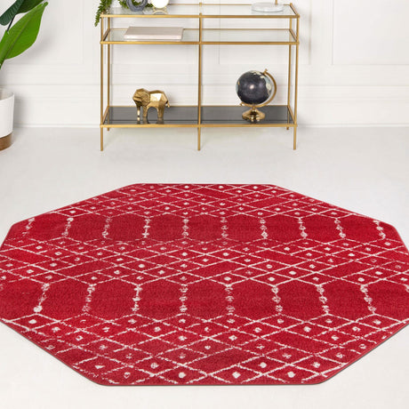 Raspberry Pink 5' 3 x 5' 3 Paxon Trellis Octagon Area Rug Geometric Durable Stain Resistant Easy Clean Carpet for Modern Interior Home Decor for Sale at Rug Engine