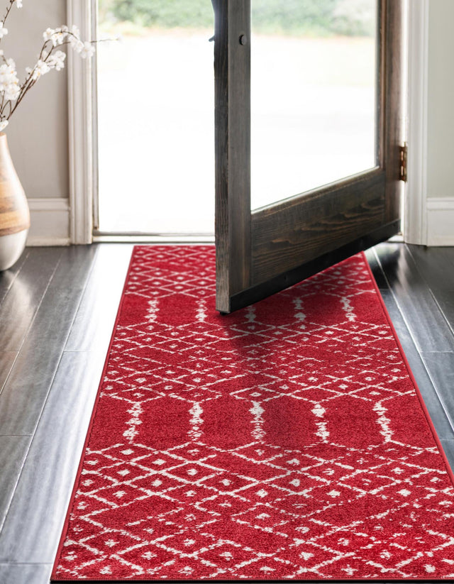 Raspberry Pink 2' x 9' 10 Paxon Trellis Runner Area Rug Geometric Durable Stain Resistant Easy Clean Carpet for Modern Interior Home Decor for Sale at Rug Engine