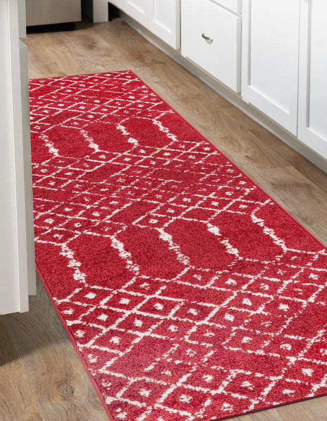 Raspberry Pink 2' 11 x 13' Paxon Trellis Runner Area Rug Geometric Durable Stain Resistant Easy Clean Carpet for Modern Interior Home Decor for Sale at Rug Engine