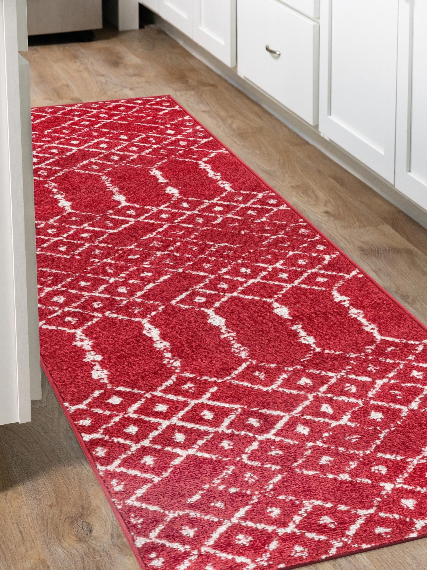 Raspberry Pink 2' x 8' Paxon Trellis Runner Area Rug Geometric Durable Stain Resistant Easy Clean Carpet for Modern Interior Home Decor for Sale at Rug Engine
