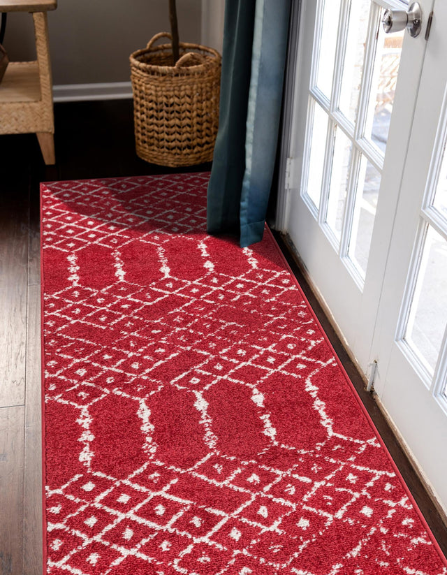 Raspberry Pink 2' 11 x 16' Paxon Trellis Runner Area Rug Geometric Durable Stain Resistant Easy Clean Carpet for Modern Interior Home Decor for Sale at Rug Engine