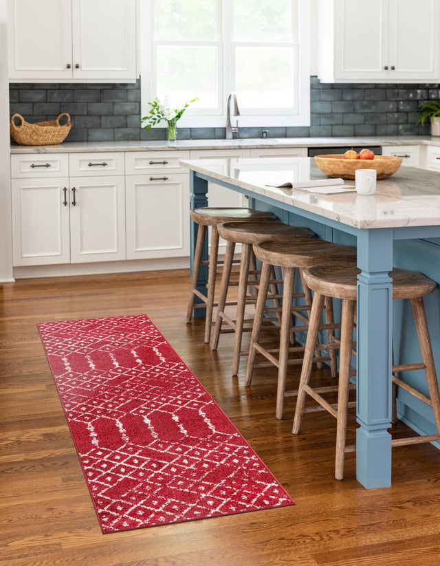 Raspberry Pink 2' x 9' 10 Paxon Trellis Runner Area Rug Geometric Durable Stain Resistant Easy Clean Carpet for Modern Interior Home Decor for Sale at Rug Engine