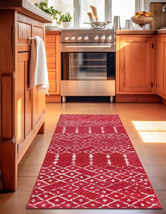 Raspberry Pink 2' x 9' 10 Paxon Trellis Runner Area Rug Geometric Durable Stain Resistant Easy Clean Carpet for Modern Interior Home Decor for Sale at Rug Engine