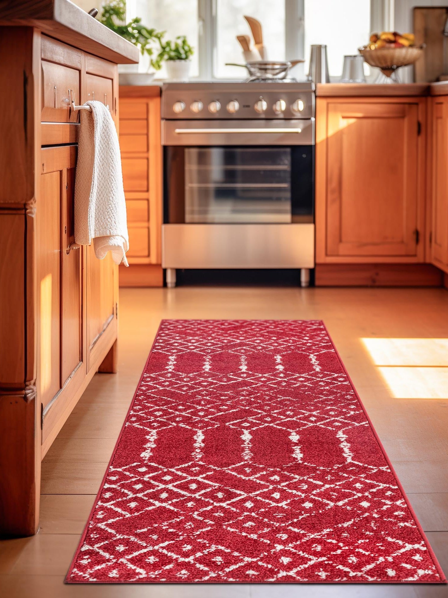 Raspberry Pink 2' x 6' Paxon Trellis Runner Area Rug Geometric Durable Stain Resistant Easy Clean Carpet for Modern Interior Home Decor for Sale at Rug Engine
